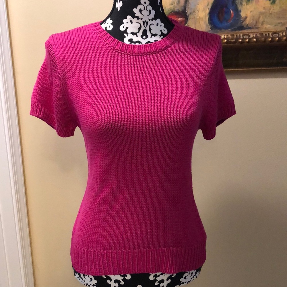💗 Michael Kors Silk short sleeved gorgeous crew neck ribbed hems sweater